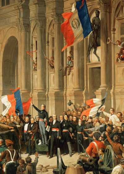Az 1848-as forradalom: Alphonse de Lamartine költő elutasítja a szélsőbaloldal vörös zászlaját ... alkotó: Henri Philippoteaux