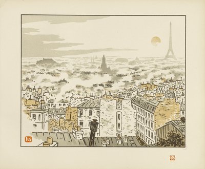 Az Abbesses utcából [Az Eiffel-torony harminchat látképe] alkotó: Henri Rivière