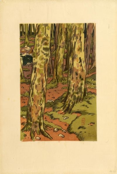 Mosás az erdőben Loguivyban alkotó: Henri Rivière