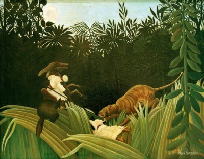 A felderítőket egy tigris támadta meg alkotó: Henri Rousseau