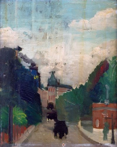 Vázlat, kilátás a Fővárosi Palotára alkotó: Henri Rousseau