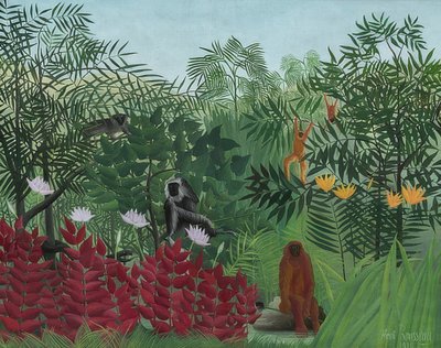 Esőerdő majmokkal. 1910 alkotó: Henri Rousseau