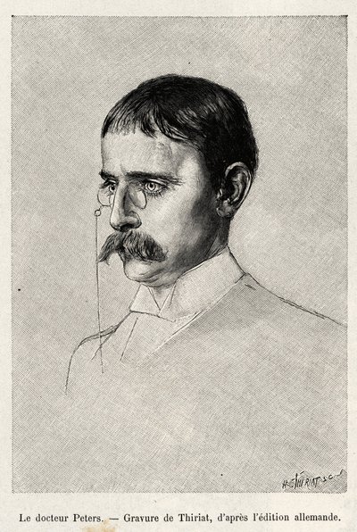 Dr. Carl Peters (1856-1918) német felfedező portréja. Thiriat metszete az „Au secours d