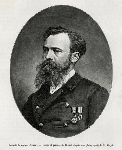 Dr. Jules Nicolas Crevaux (1847-1882), orvos és Dél-Amerika felfedezője (Francia Guyanától Argentínáig) portréja, nagy érdeklődést mutatott az erkölcstan és az utazásai során megismert népesség történelme iránt, közvetítette. számos könyv alkotó: Henri Thiriat