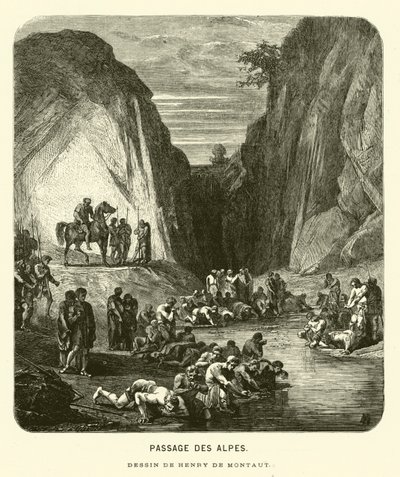 Átkelés az Alpokon (metszet) alkotó: Henri de (after) Montaut