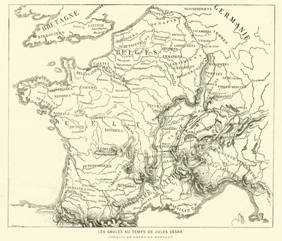 A gallok földjei Julius Caesar idejében (metszet) alkotó: Henri de (after) Montaut