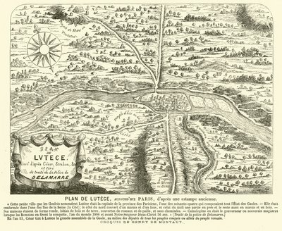 Lutetia római város terve, a modern Párizs helye (metszet) alkotó: Henri de (after) Montaut