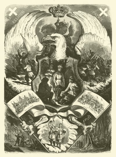 A lengyel hadsereg katonái és egyenruhásai az 1863-1864-es orosz uralom elleni felkelés idején (metszet) alkotó: Henri de (after) Montaut