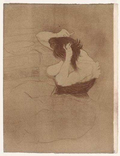 Elles: Haját fésülködő nő alkotó: Henri de Toulouse-Lautrec