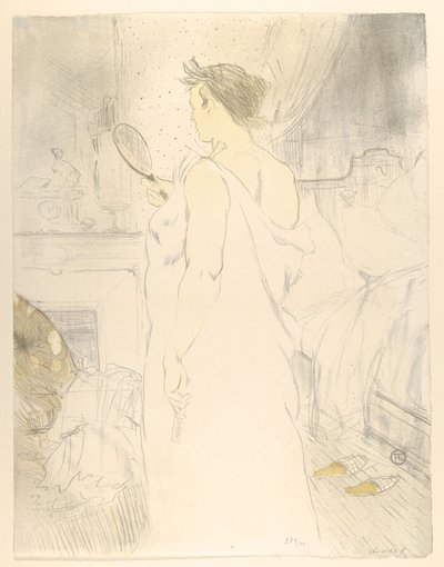 Tükörbe néző nő, az „Elles” sorozatból alkotó: Henri de Toulouse-Lautrec