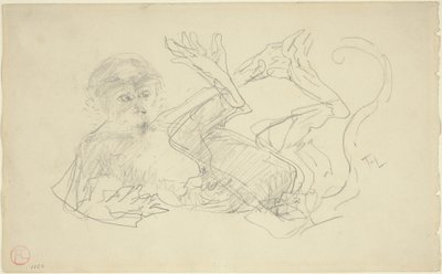 Ein Affe spielt auf seinem Rücken von Henri de Toulouse Lautrec