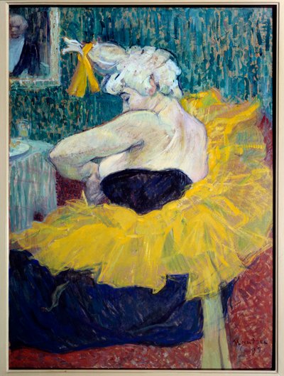 Cha-U-Kao bohócnő, a Moulin Rouge Dancer művésze, valamint a Nouveau Cirque és a Moulin Rouge bohócnője, Cha U Kao az öltözőjében vagy egy magánpraxisban rögzíti a köntösét. Henri de Toulouse-Lautrec (1864-1901) festménye. 1895. V. 0,58x0,43 m alkotó: Henri de Toulouse Lautrec