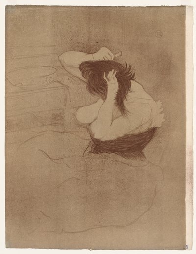 Elles: Haját fésülködő nő alkotó: Henri de Toulouse-Lautrec