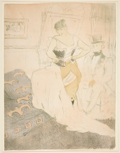 Femme en corset, conqu?te de passage (Fűzőt rögzítő nő, elhaladó hódítás), az Elles sorozatból alkotó: Henri de Toulouse-Lautrec