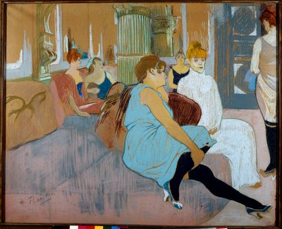 A szalon a rue des Moulins-ban (Párizs). Henri De Toulouse Lautrec (Toulouse-Lautrec) akvarellje (1864-1901) alkotó: Henri de Toulouse Lautrec