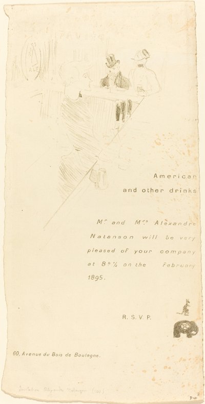 Alexandre Natanson úr és asszony meghívója, 1895. alkotó: Henri de Toulouse Lautrec
