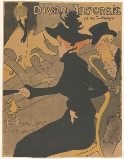 Nő és férfi a közönségben egy énekelőadáson Divan Japonais (cím a tárgyon) alkotó: Henri de Toulouse Lautrec