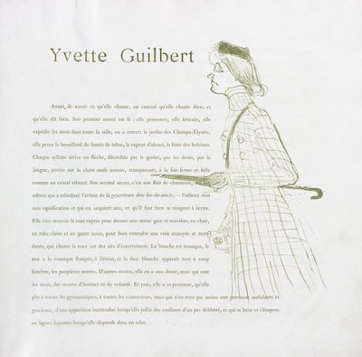 Yvette Guilbert-Französische Serie: Nr. 1, 1894 von Henri de Toulouse Lautrec