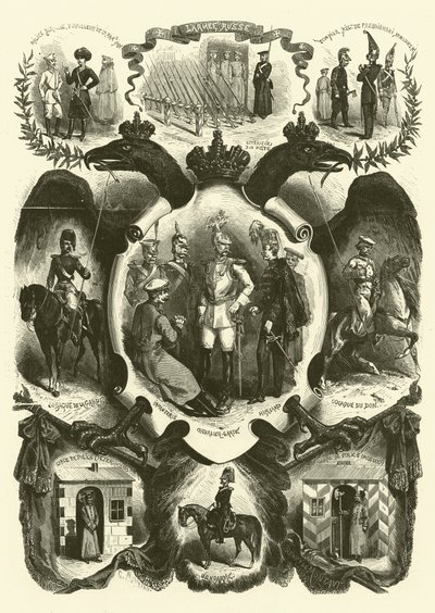 Az orosz hadsereg katonái és egyenruhái alkotó: Henri de after Montaut