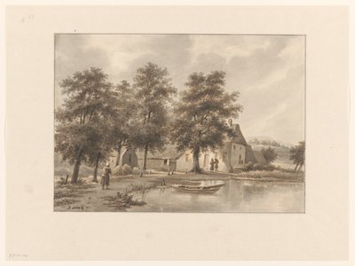 Kilátás egy farmra a víz mellett alkotó: Henricus Franciscus Wiertz (signed by artist)
