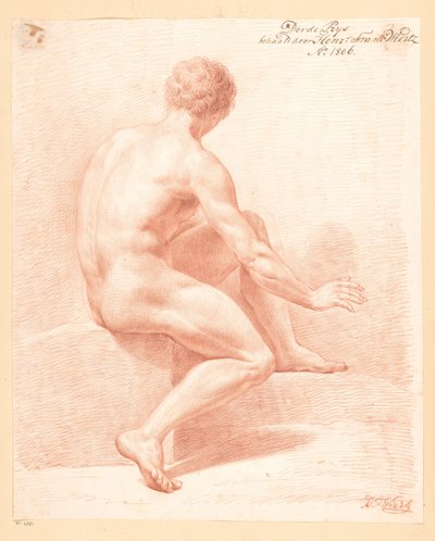 Ülő férfi akt, hátulról nézve (3. díj 1806) alkotó: Henricus Franciscus Wiertz
