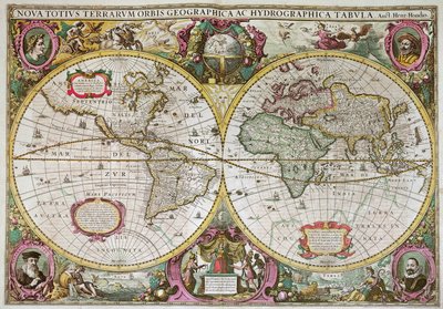 Új föld- és víztérkép az egész Földről, 1630 alkotó: Henricus Hondius II