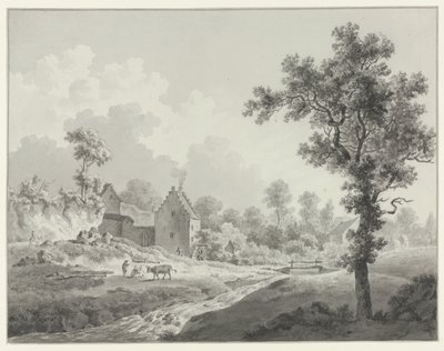Táj vízimalommal a patakon alkotó: Henricus Josephus Antonissen