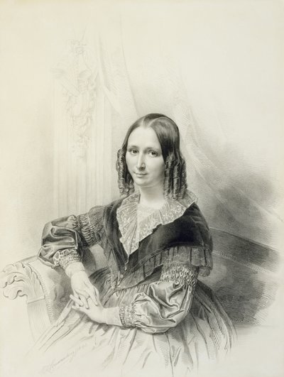 Suzanne Herckenrath portréja, 1843 (kréta, estompe, ceruza és akvarell) alkotó: Henricus Wilhelmus Couwenberg