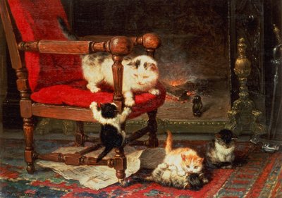 Játék a tűz melegével (olaj, vászon) alkotó: Henriëtte Ronner Knip