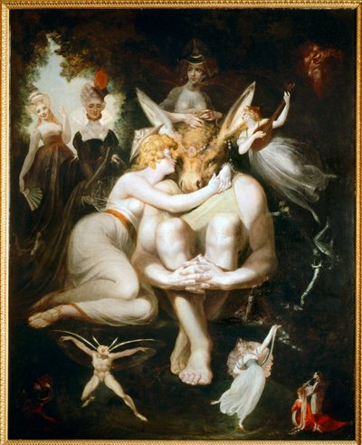 Titánia megsimogatja Feneket a szamárfejjel. alkotó: Henry (1741-1825) Fuseli