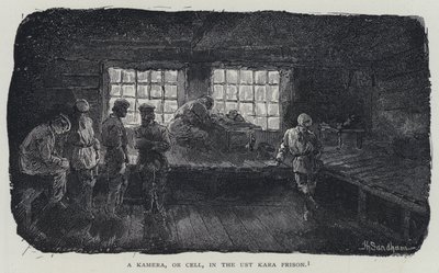 Kamera vagy cella az Ust Kara börtönben (litho) alkotó: Henry (after) Sandham