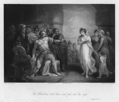 Sámson és Delila, XVI. bírák, 21 (metszet) alkotó: Henry (after) Singleton
