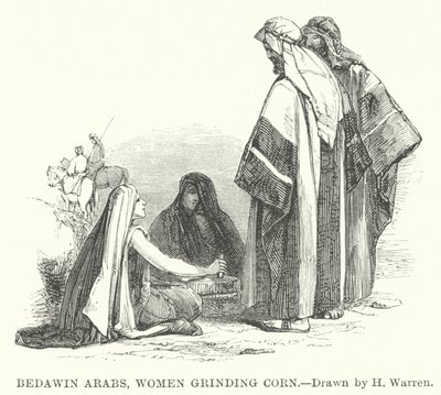 Beduin arabok, kukoricát daráló nők (metszet) alkotó: Henry (after) Warren