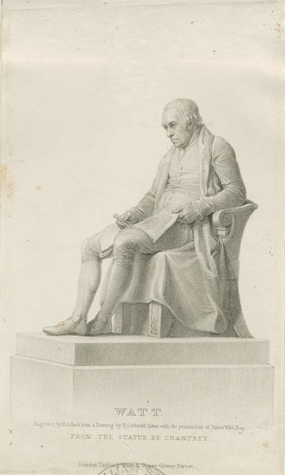 Handsworth – James Watt emlékműve: tűmetszet, és [?XIX. század] (nyomtatás) alkotó: Henry Adlard