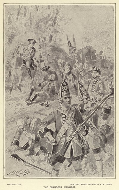 A braddocki mészárlás (litho) alkotó: Henry Alexander (after) Ogden