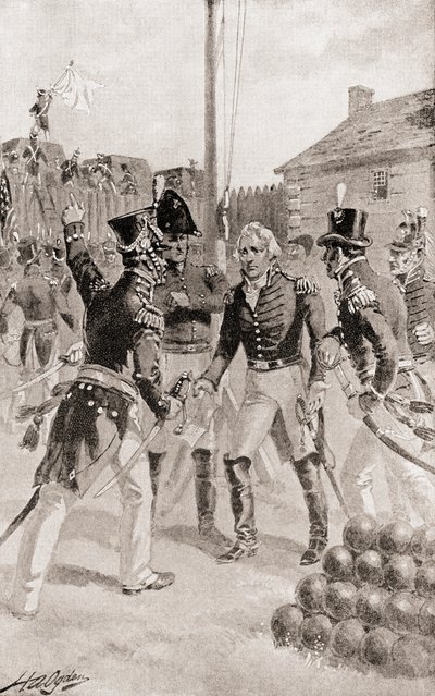 William Hull dandártábornok feladja Detroit (Michigan állam) erődjét és városát a Detroit ostroma idején, az 1905-ben megjelent Hazánk történelméből alkotó: Henry Alexander Ogden