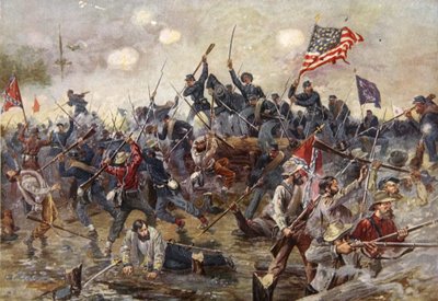 A spotsylvania-i csata, 1864. május 8-21. (színes litográfia) alkotó: Henry Alexander Ogden