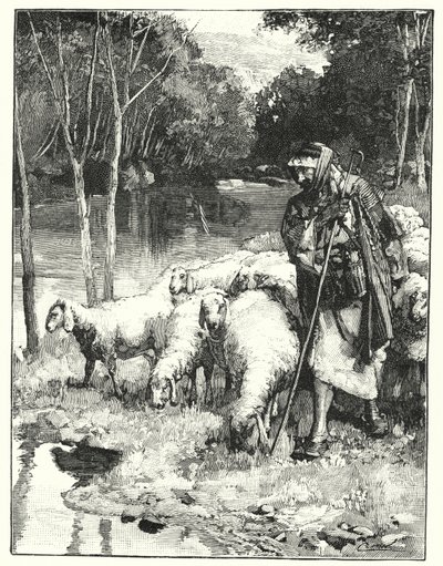 Egy pásztor és nyája az Anti-Libanonban (litho) alkotó: Henry Andrew Harper