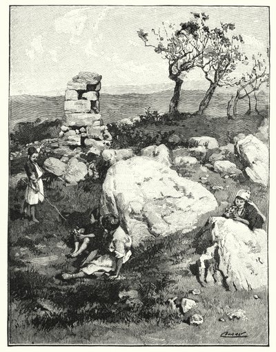 Egy ősi mérföldkő Libanonban (litho) alkotó: Henry Andrew Harper
