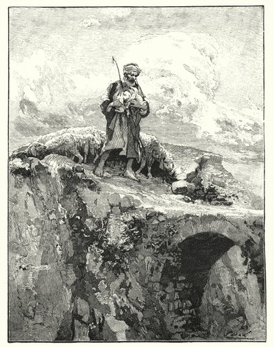 Mellvéd nélküli híd a Jordánon (litho) alkotó: Henry Andrew Harper