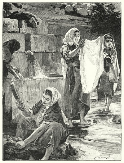 Szökőkút a Liftában, Szamáriában (litho) alkotó: Henry Andrew Harper