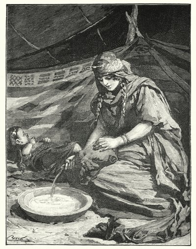 Beduin sátor belseje (litho) alkotó: Henry Andrew Harper