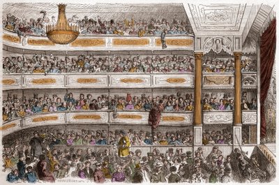 A Theater des Funambules nézőtere Párizsban a 19. században - Theater des Funambules, Boulevard du Temple a Paris, a 19. században - Henri Valentin (1822-1886) metszete a Tableau-de-Parisban, Edmond Texier 1852-ben alkotó: Henry Augustin Valentin