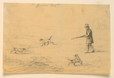 Tanulmány egy úriemberről három kutyával, vadászat alkotó: Henry Bernard Chalon
