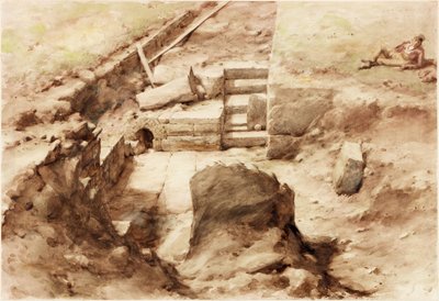 Bremenium, High Rochester, Redesdale (ceruza és akvarell papíron (kártyára ragasztva)) alkotó: Henry Burdon Richardson
