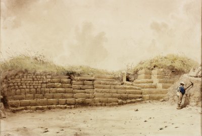 Tanyák, 1848 körül (ceruza és akvarell papíron) alkotó: Henry Burdon Richardson