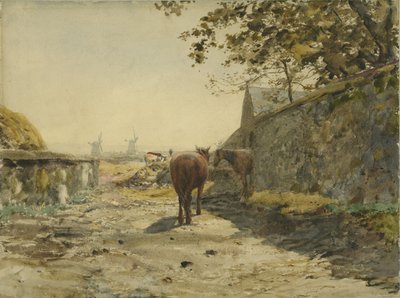 Kilátás a Barrack Walls-ra a Leazes-en, Newcastle upon Tyne (wc papíron, kártyán) alkotó: Henry Burdon Richardson