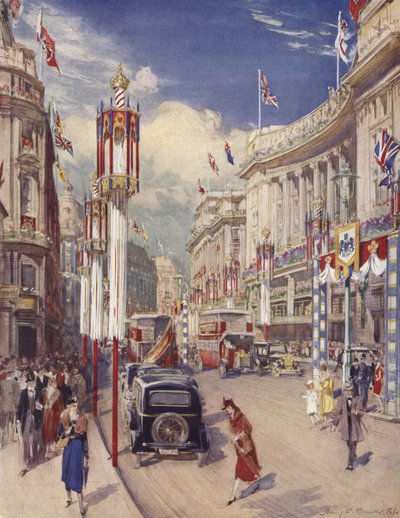 A Regent Street az Oxford Circus felé néz, London (színes litó) alkotó: Henry Charles Brewer