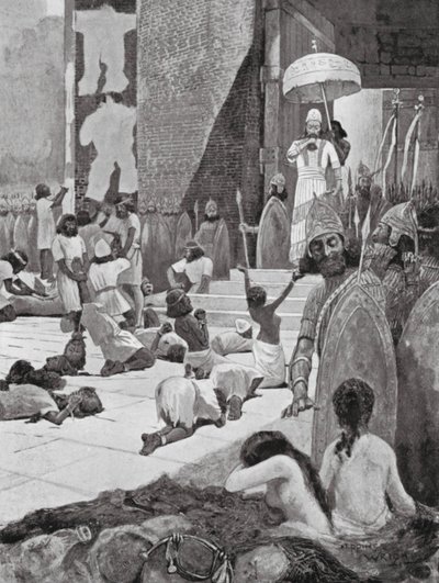 Ashur-nasir-pal és hadifoglyai (litográfia) alkotó: Henry Charles Seppings Wright