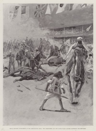 Királyi katonai torna a mezőgazdasági csarnokban, a Carabineers és a New South Wales Lancers szétoszlatja a derviseket alkotó: Henry Charles Seppings Wright
